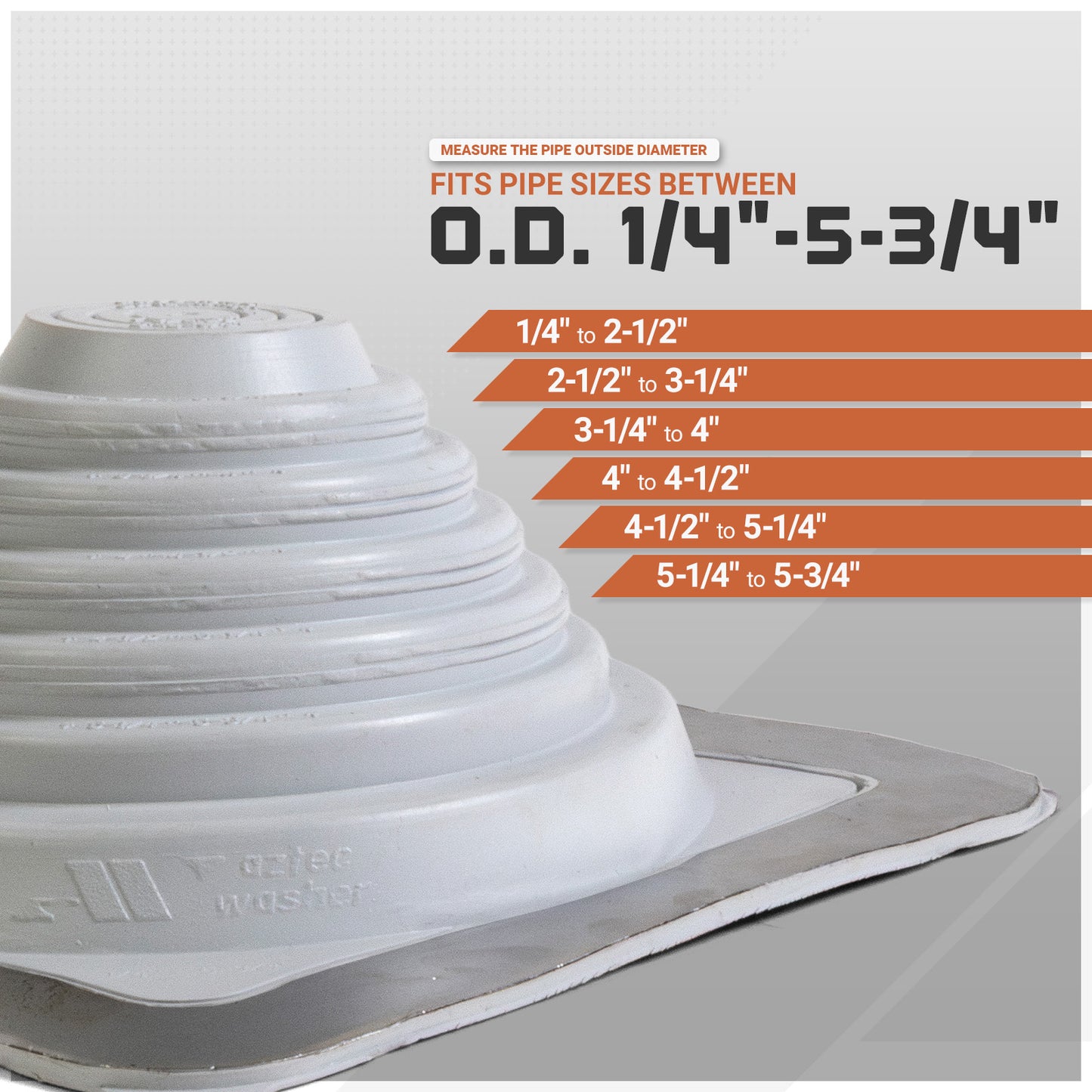 #3 Roofjack Square EPDM Pipe Flashing Boot for Metal Roof, White