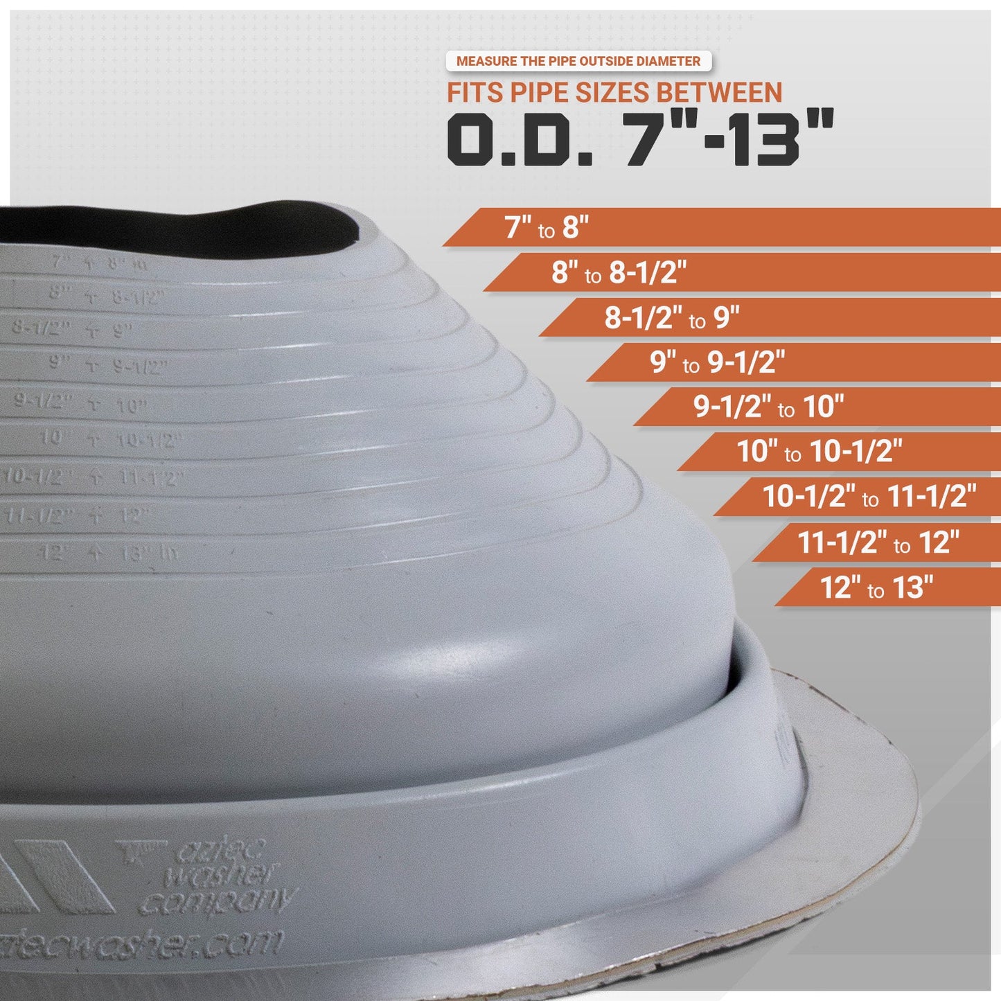 pipe size chart for metal roof boot
