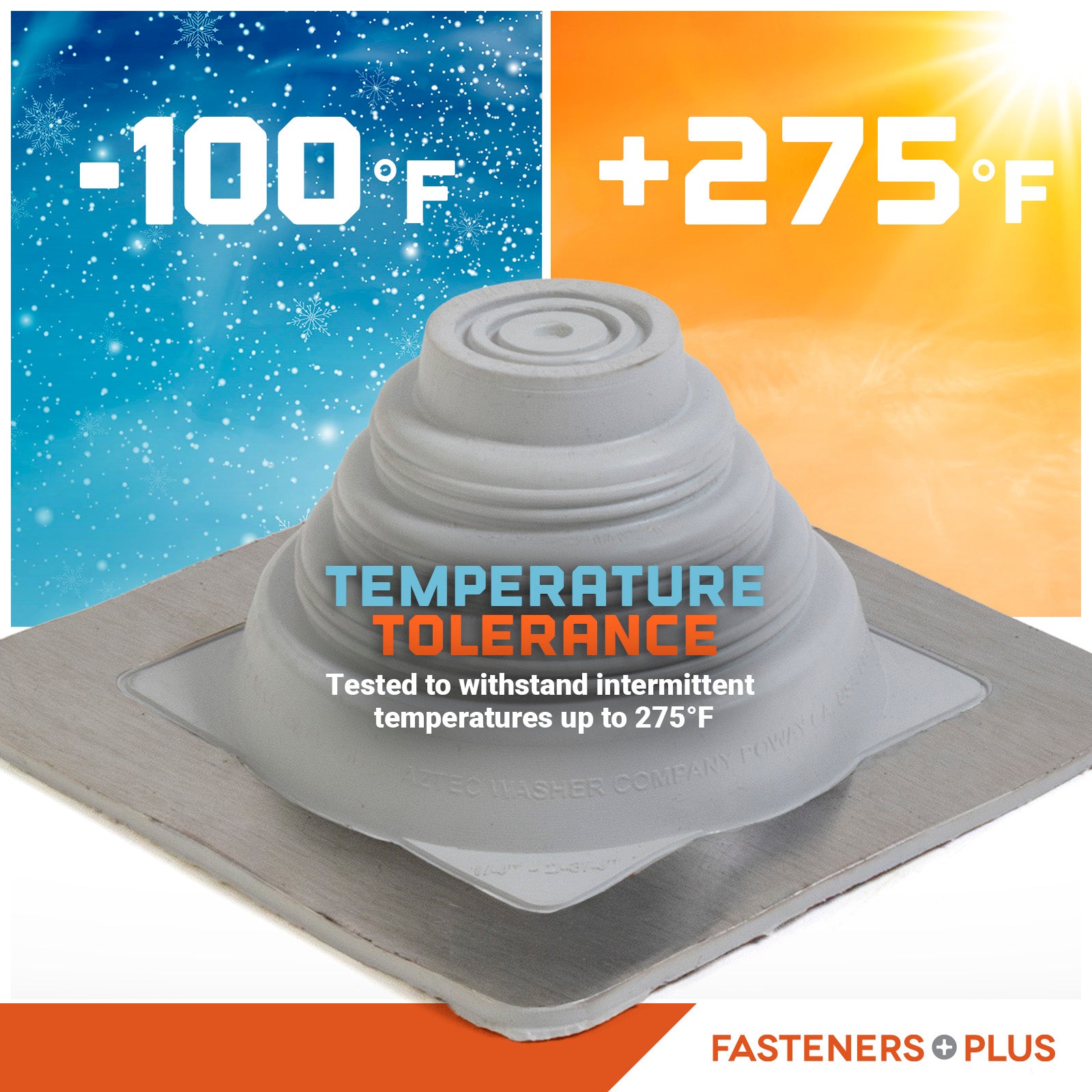 Temperature tolerant metal roof boot up to 375 degrees
