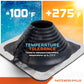 Temperature tolerance product with -100°F and +275°F temperature range on a blue and orange background.