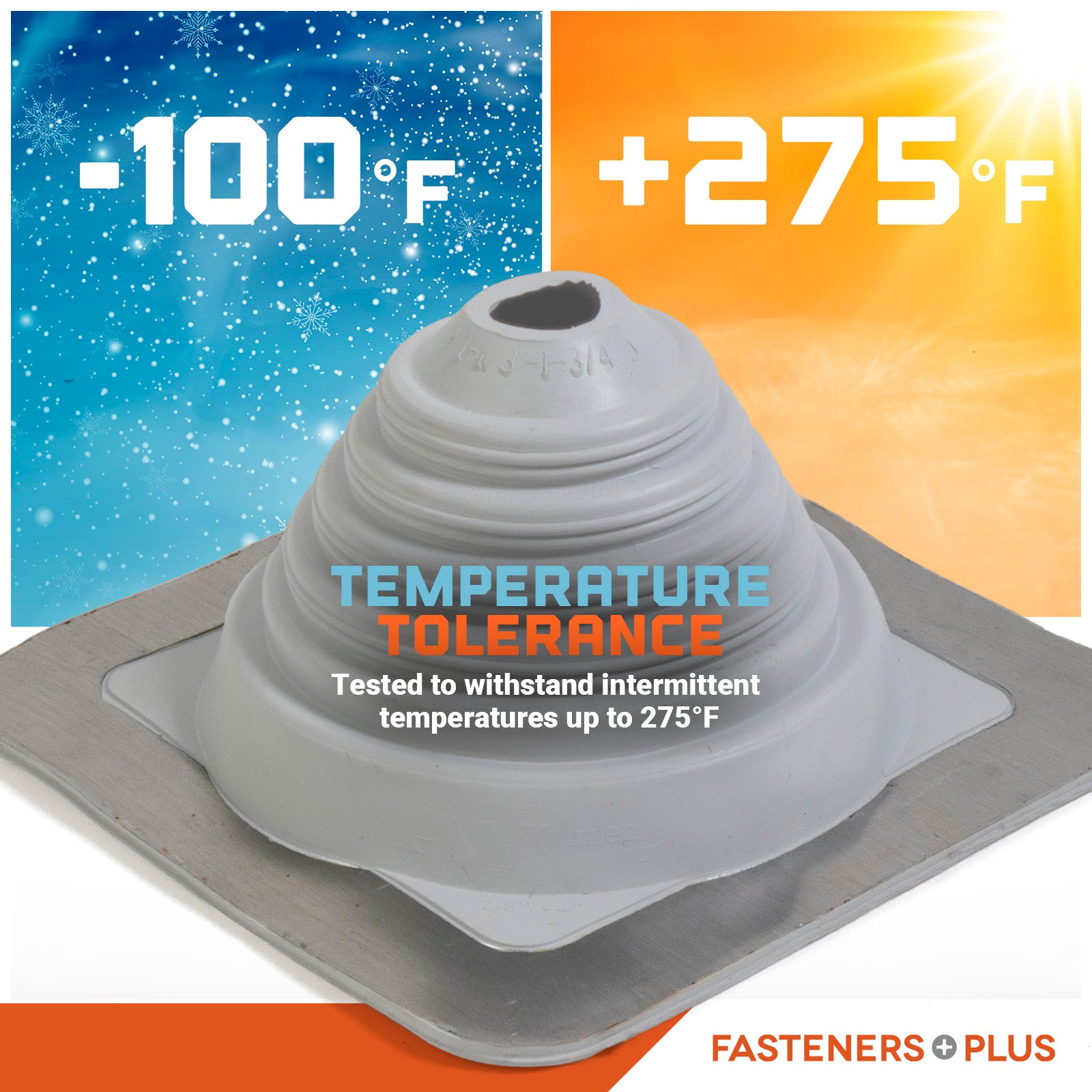 Temperature tolerant metal roof boot up to 375 degrees