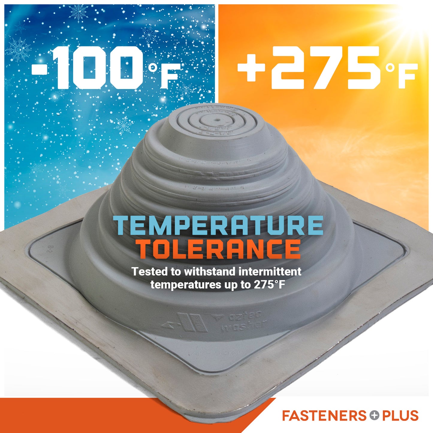 #3 Roofjack Square EPDM Pipe Flashing Boot for Metal Roof, Gray