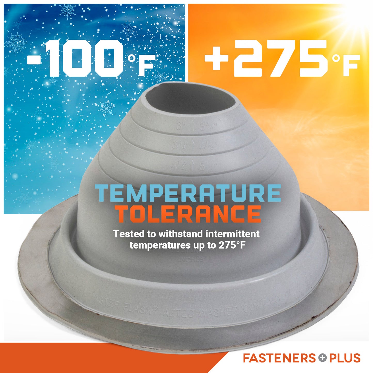 Temperature tolerant metal roof boot up to 375 degrees