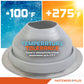 Gray Metal roof boot with temperature tolerance label on a colorful background