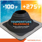 temperature tolerance Metal roof boot with temperature range labels on a white background