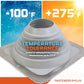 Temperature tolerance Metal roof boot with temperature range displayed on a colorful background