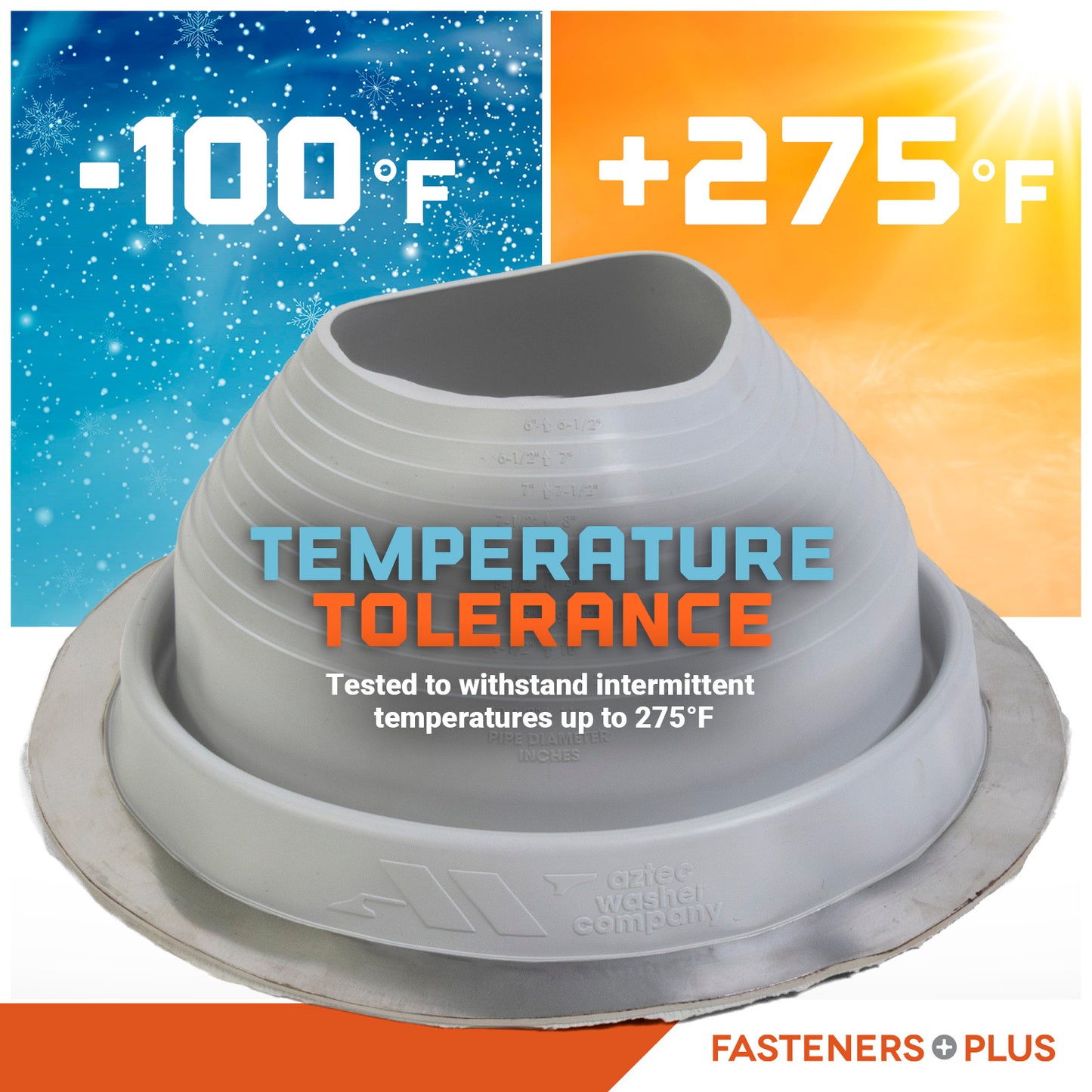 Temperature tolerant metal roof boot up to 375 degrees