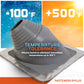 Silicone metal roof boot with temperature tolerance range displayed on a colorful background