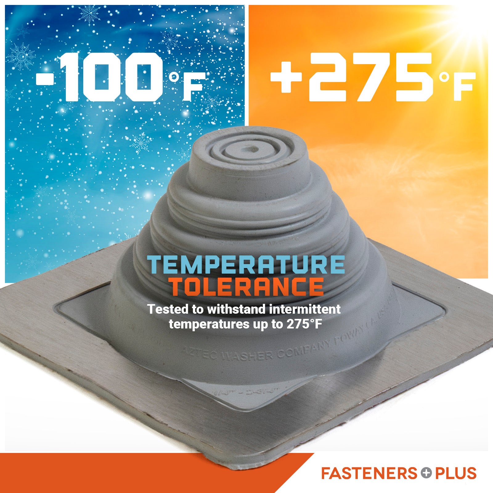 Temperature tolerant metal roof boot up to 375 degrees