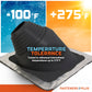 Temperature tolerance metal roof boot with temperature range graphics and Fasteners Plus branding.