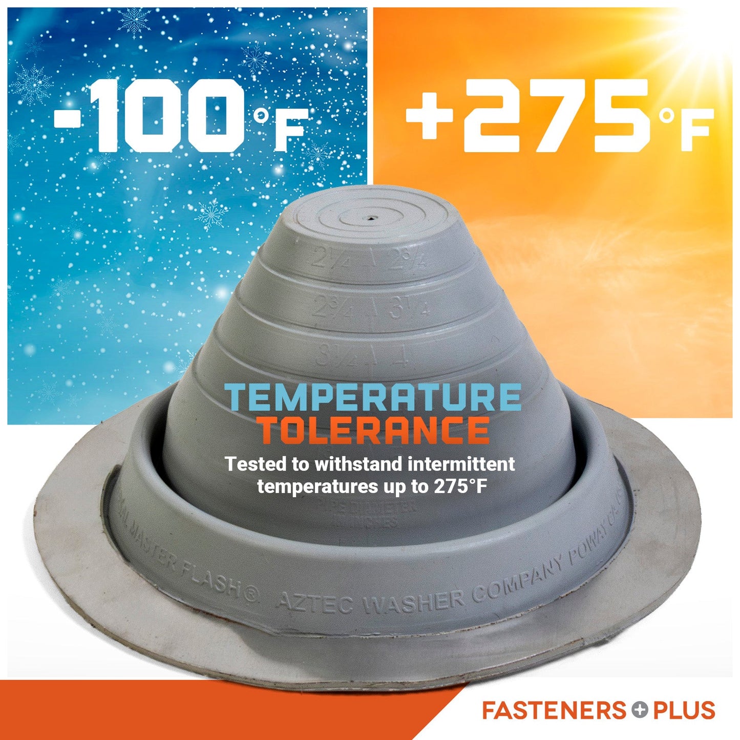 Temperature tolerant metal roof boot up to 375 degrees