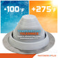 Roofing boot with temperature tolerance label on a colorful background