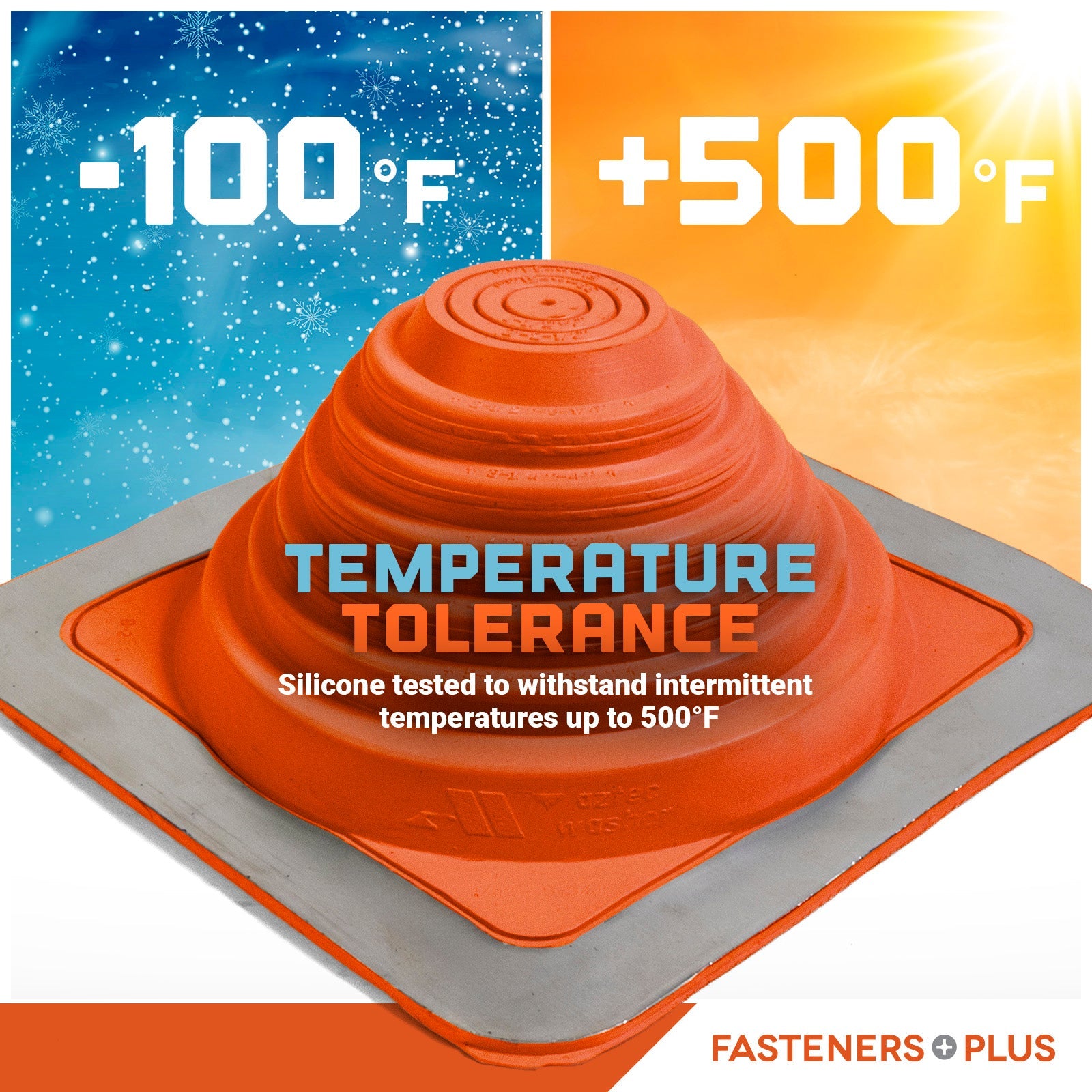 Temperature tolerant metal roof boot up to 375 degrees