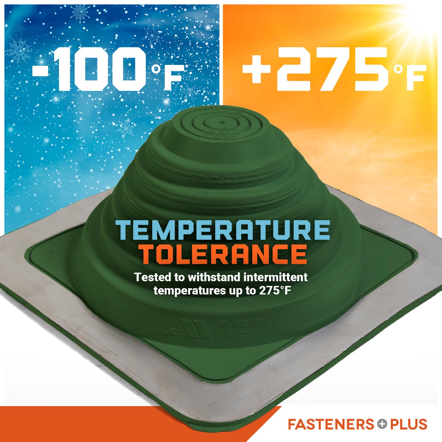 #3 Roofjack Square EPDM Pipe Flashing Boot for Metal Roof, Dark Green