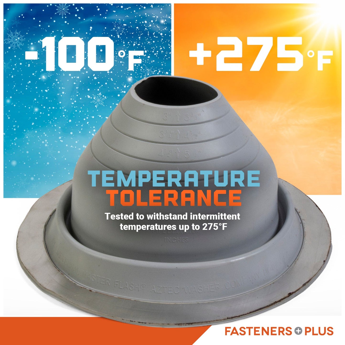 Temperature tolerant metal roof boot up to 375 degrees