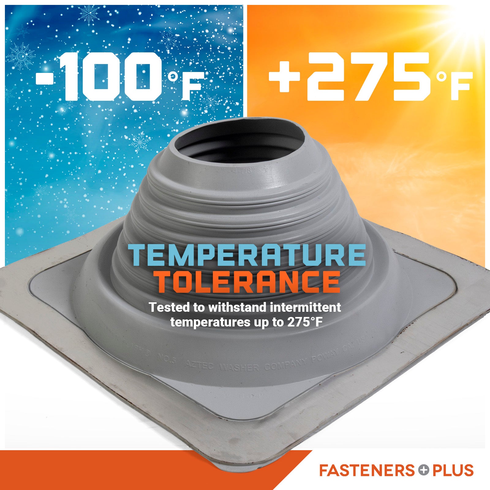 Temperature tolerant metal roof boot up to 375 degrees