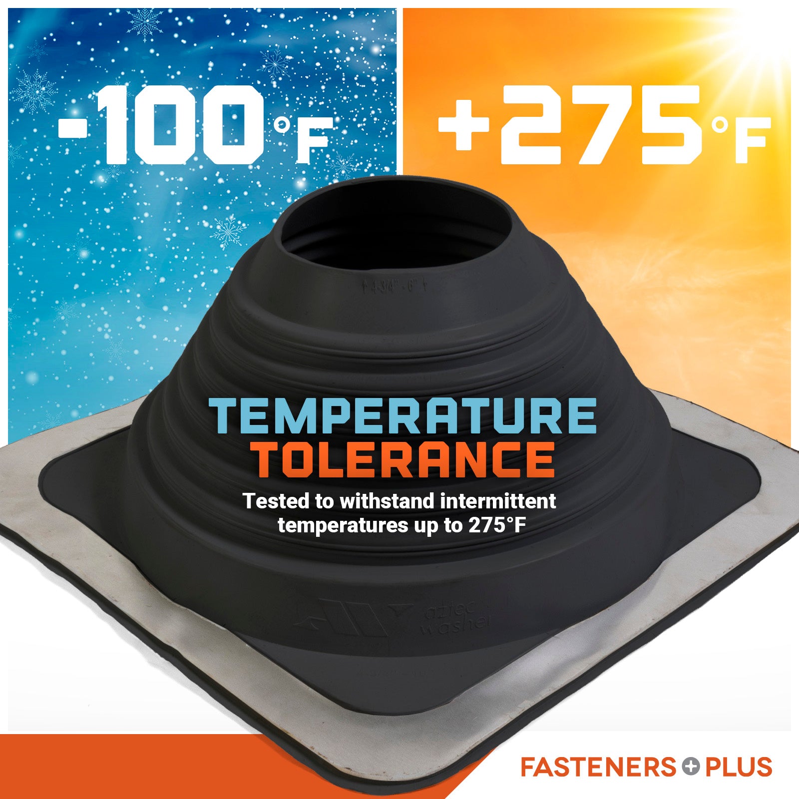 Temperature tolerant metal roof boot up to 375 degrees