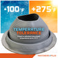 Temperature tolerance Metal roof boot with temperature range displayed on a colorful background