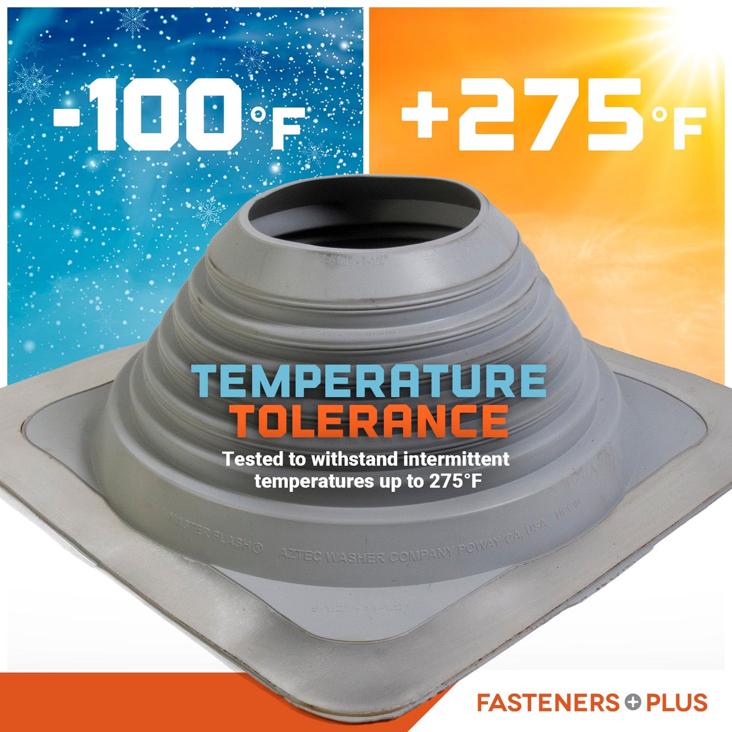 Temperature tolerant metal roof boot up to 375 degrees