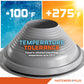 Gray Metal roof boot temperature tolerance with temperature range displayed on a colorful background