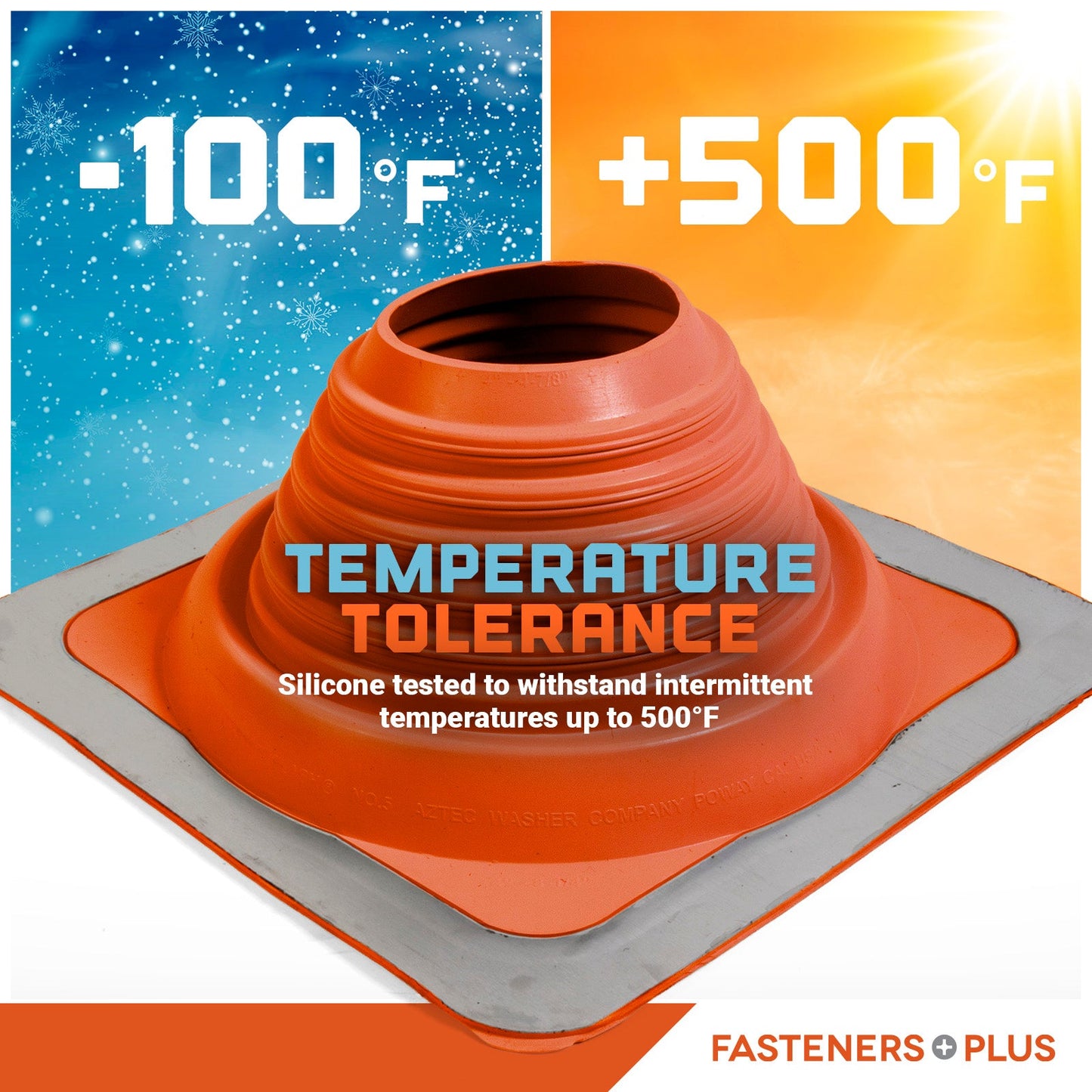 Temperature tolerant metal roof boot up to 375 degrees