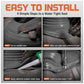 Step-by-step guide on installing a metal roof boot with text 'Easy to Install' and four steps illustrated.