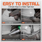 Step-by-step guide on installing a metal roof boot with tools and text instructions.