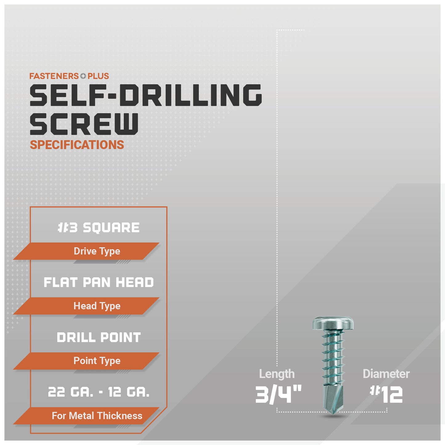 deck screw specifications on gray background