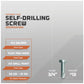 Self-drilling screws with specifications on a gray background