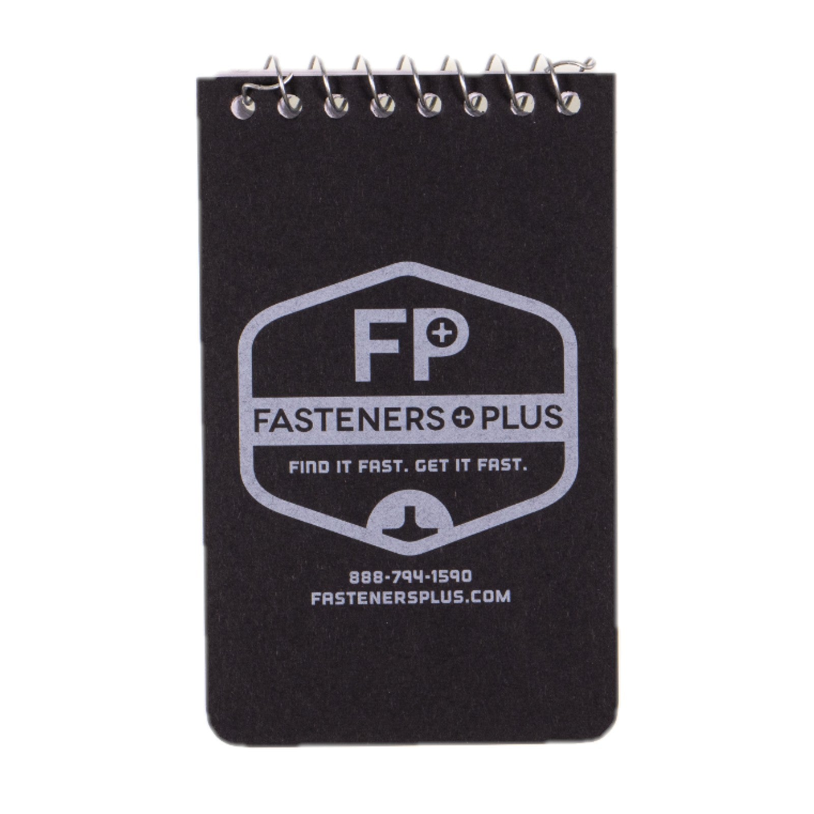 Fasteners Plus Mini Spiral Notebook - Black w/White Imprint