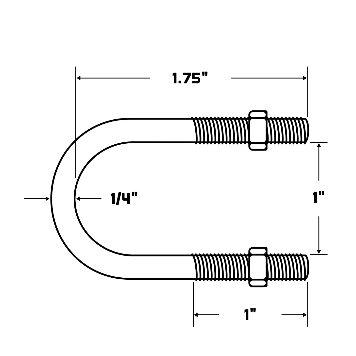 Conquest 1" (W) x 2" (L) Round Pipe U Bolt - 316 Stainless Steel specifications