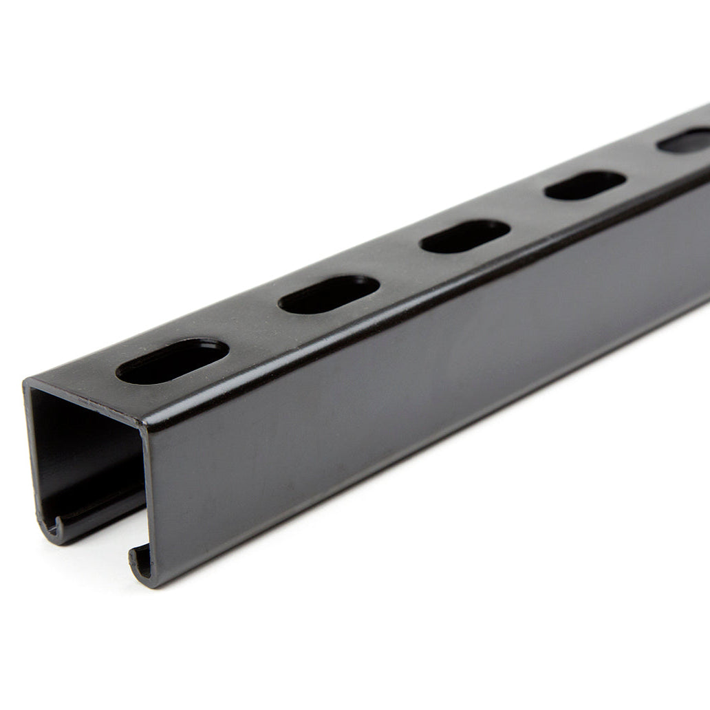 1-5/8" x 1-5/8" Short Slotted Strut Channel - Black E-Coat/Paint