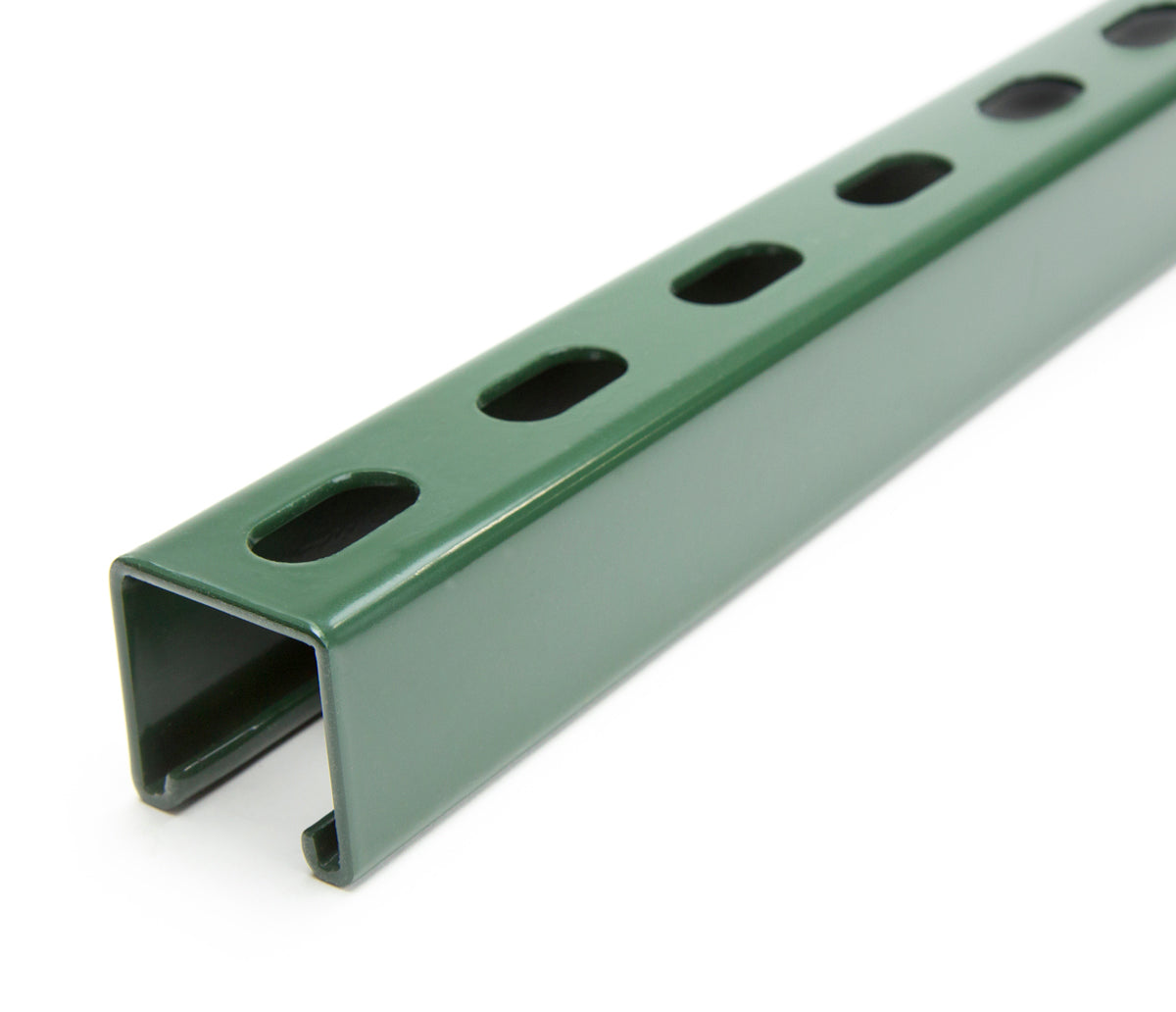1-5/8" x 1-5/8" Short Slotted Strut Channel 1 ft. - Green Powder Coat/Paint