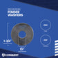 Fender washer with specifications on a blue background