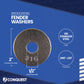 Fender washer with specifications on a blue background