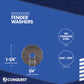 Fender washer with specifications on a blue background