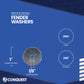 Fender washer with specifications on a blue background