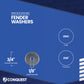 Fender washer with specifications on a blue background