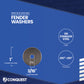Fender washer with specifications on a blue background