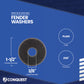 Fender washer with specifications on a blue background