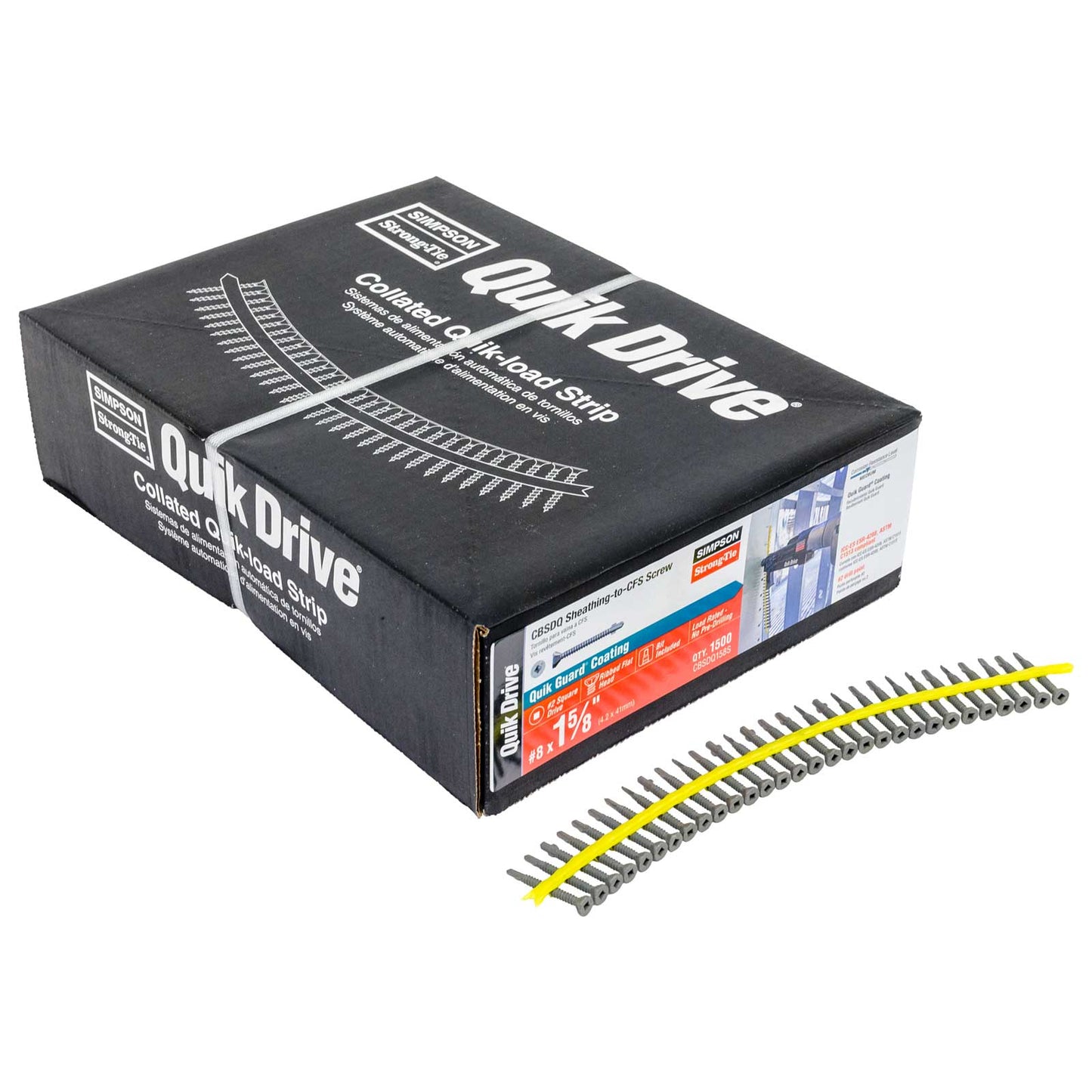 Simpson Strong-Tie #8 x 1-5/8" Quik Drive CBSDQ Sheathing-To-CFS Screws - Quik Guard Coating, Collated, Qty. 1,500