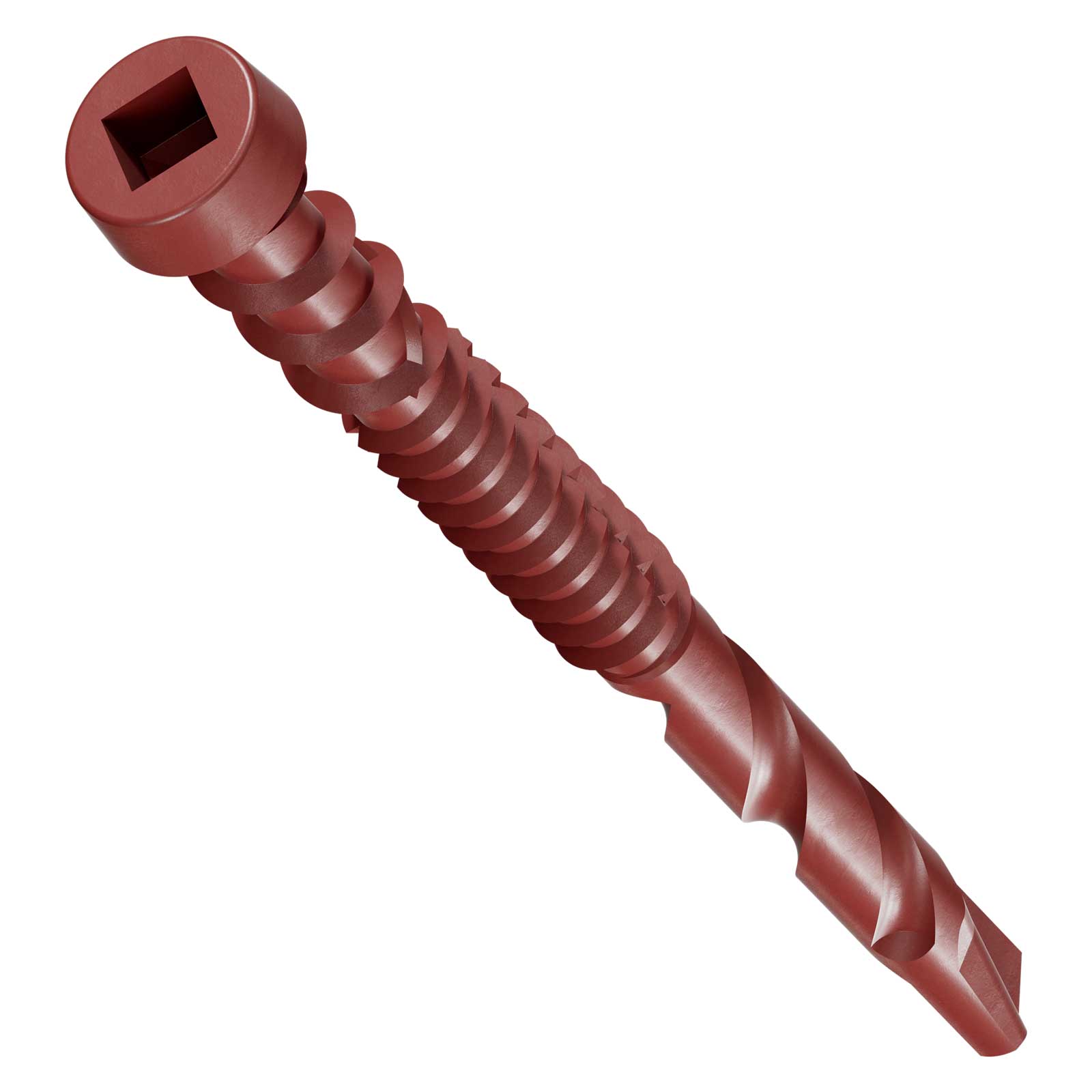 Red screw on a  white background