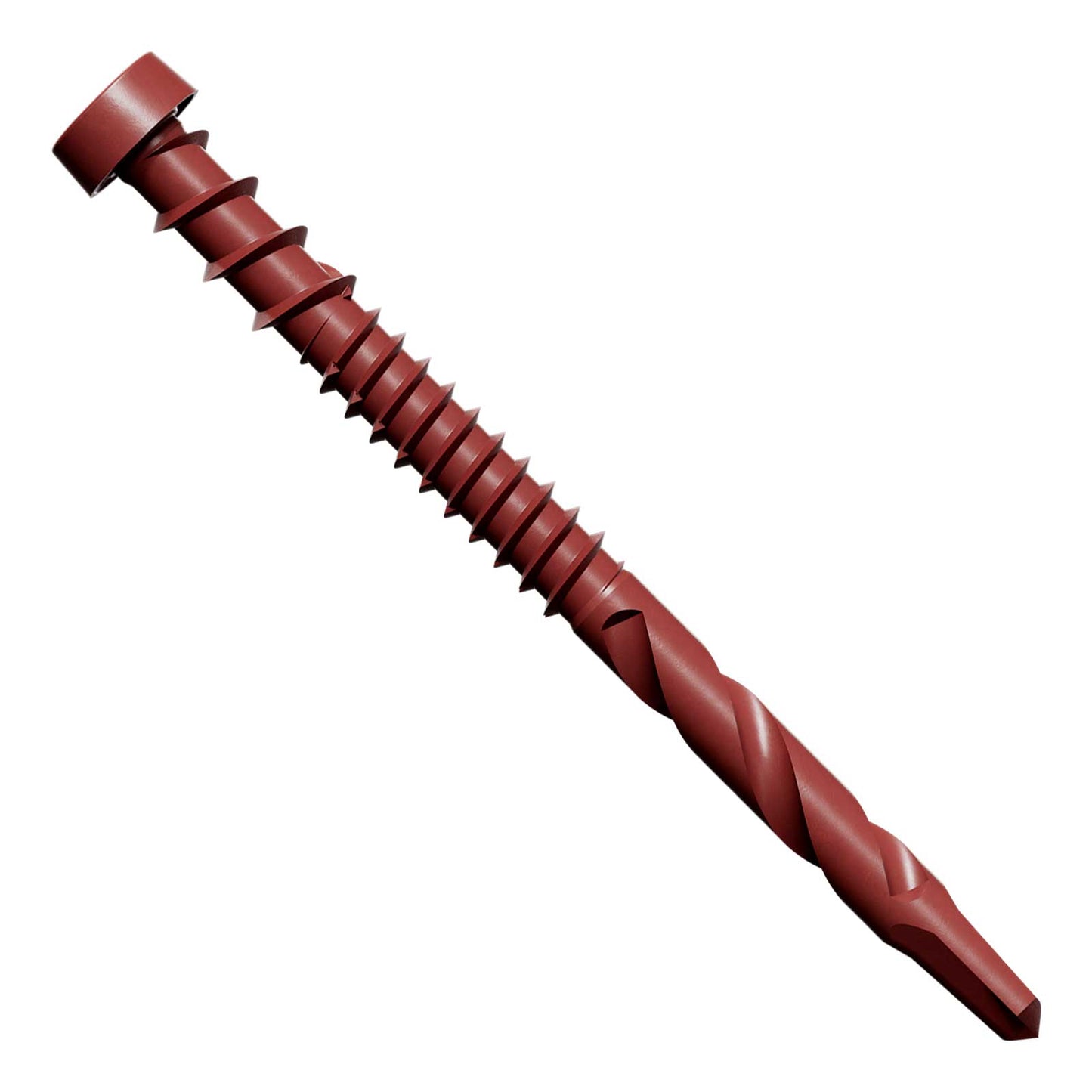 Red screw on a white background