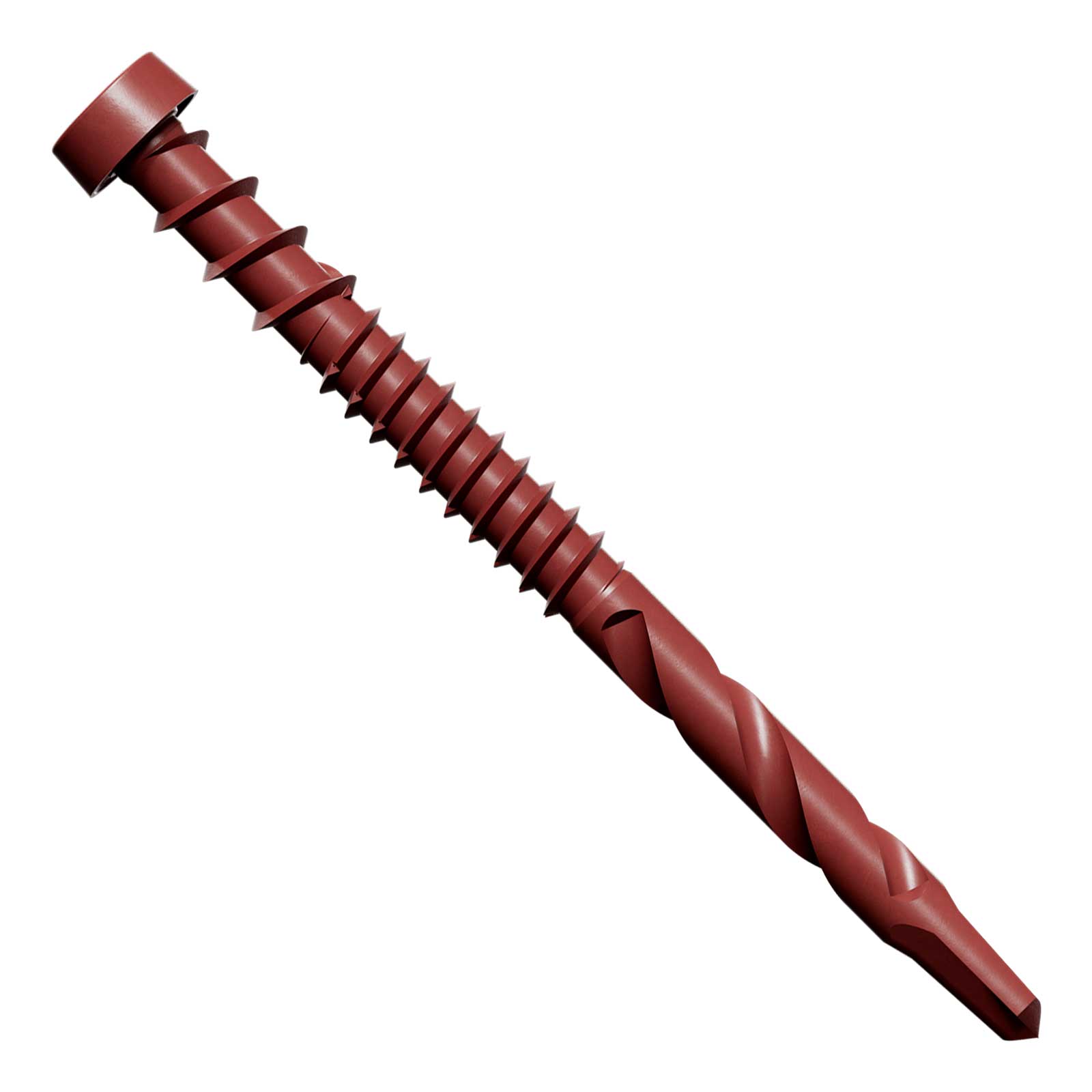 Red screw on a white background