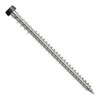 Metal screw with a gray head on a white background