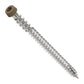 Metal screw with a brown head on a white background