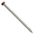 Metal screw with a red head on a white background