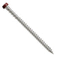 Metal screw with a red head on a white background