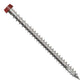 Metal screw with a red head on a white background