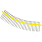 collated row of nails with a yellow strip on a white background